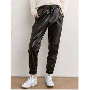 NWT Aaron & Amber Women Black Faux Leather Pants Medium